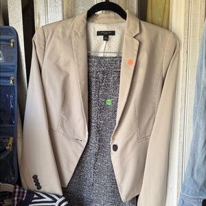 Tan Blazer with Black Button Detail